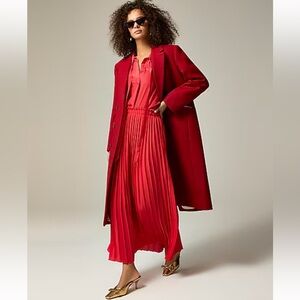 J. Crew Red Pleated Maxi Skirt